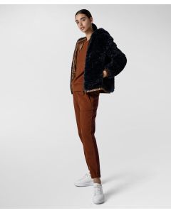 Bomber in pelliccia sintetica e nylon ripstop