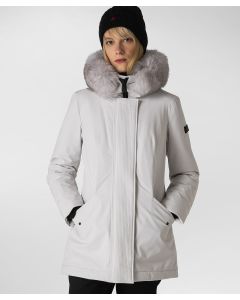Giacca slim con pelliccia in tono colore