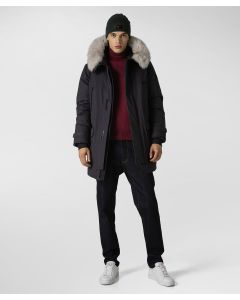 Parka in ripstop con collo in volpe